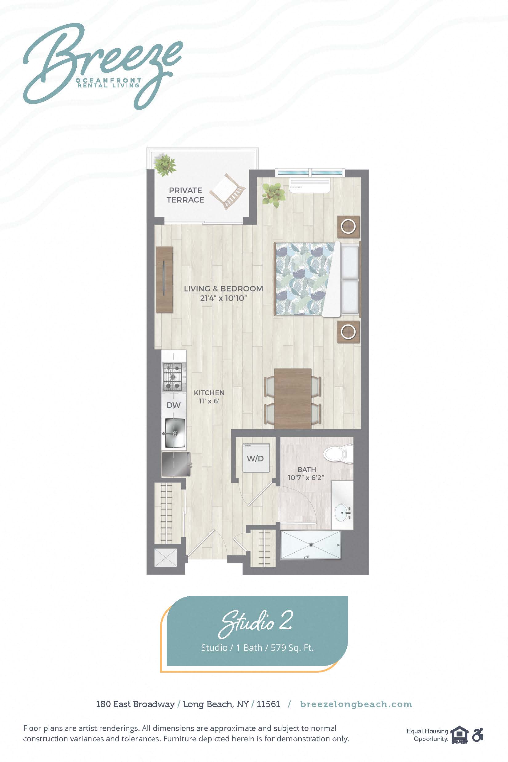 Floor plan for studio, 1 bath, 579 sqft